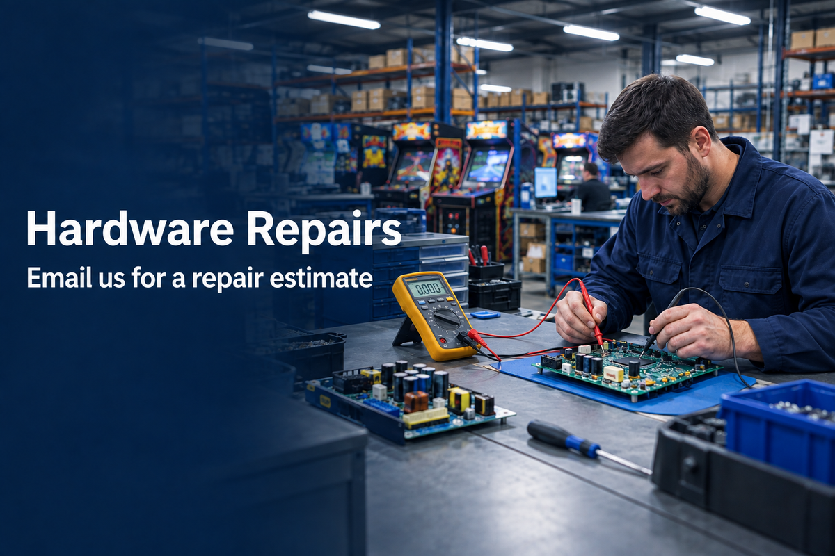 Full-bleed hardware repairs banner designed for a wide layout